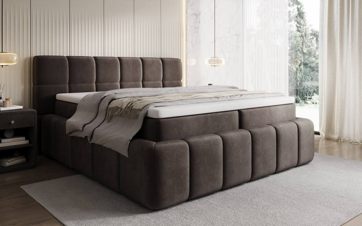 Boxspringbett Bombo mit Stauraum in Samt