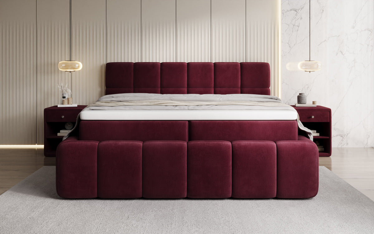 Boxspringbett Bombo mit Stauraum in Samt