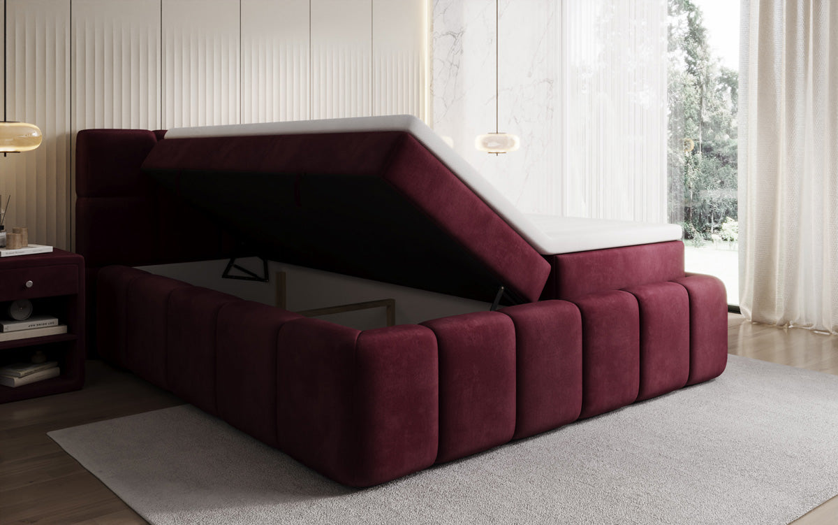 Boxspringbett Bombo mit Stauraum in Samt