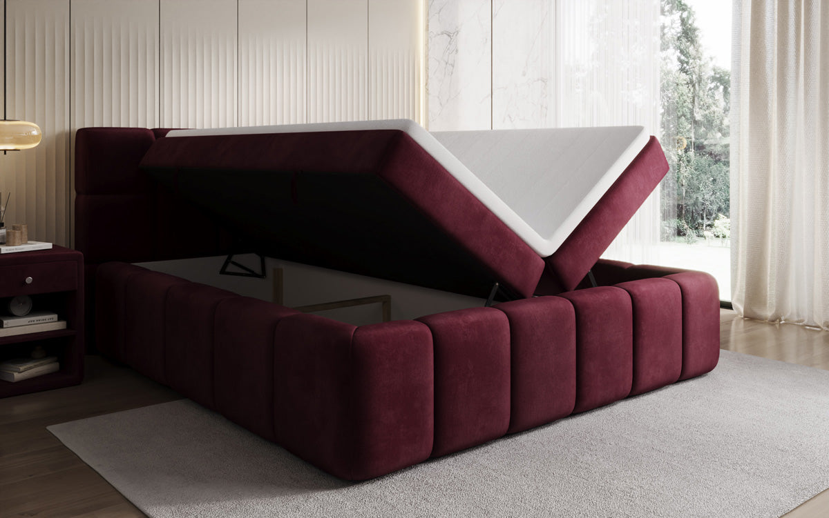 Boxspringbett Bombo mit Stauraum in Samt