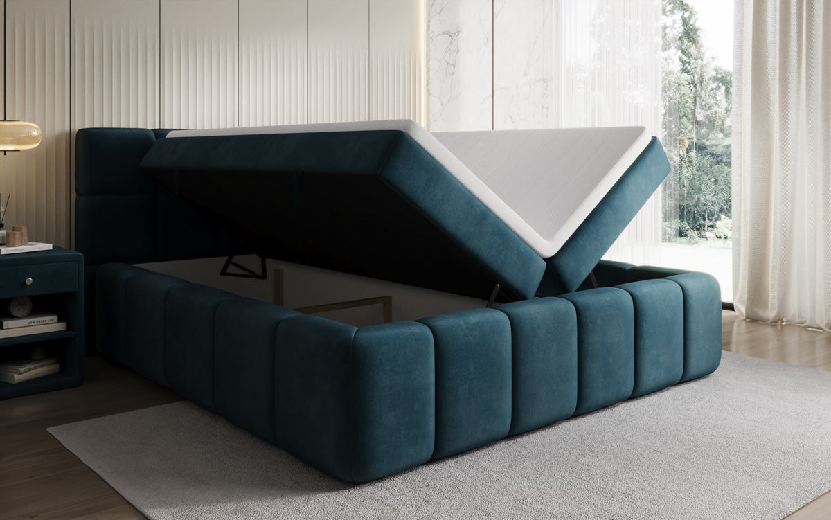 Boxspringbett Bombo mit Stauraum in Samt