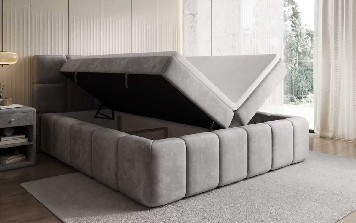 Boxspringbett Bombo mit Stauraum in Samt