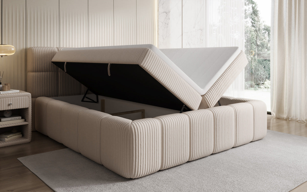 Boxspringbett Bombo in Cord mit Stauraum