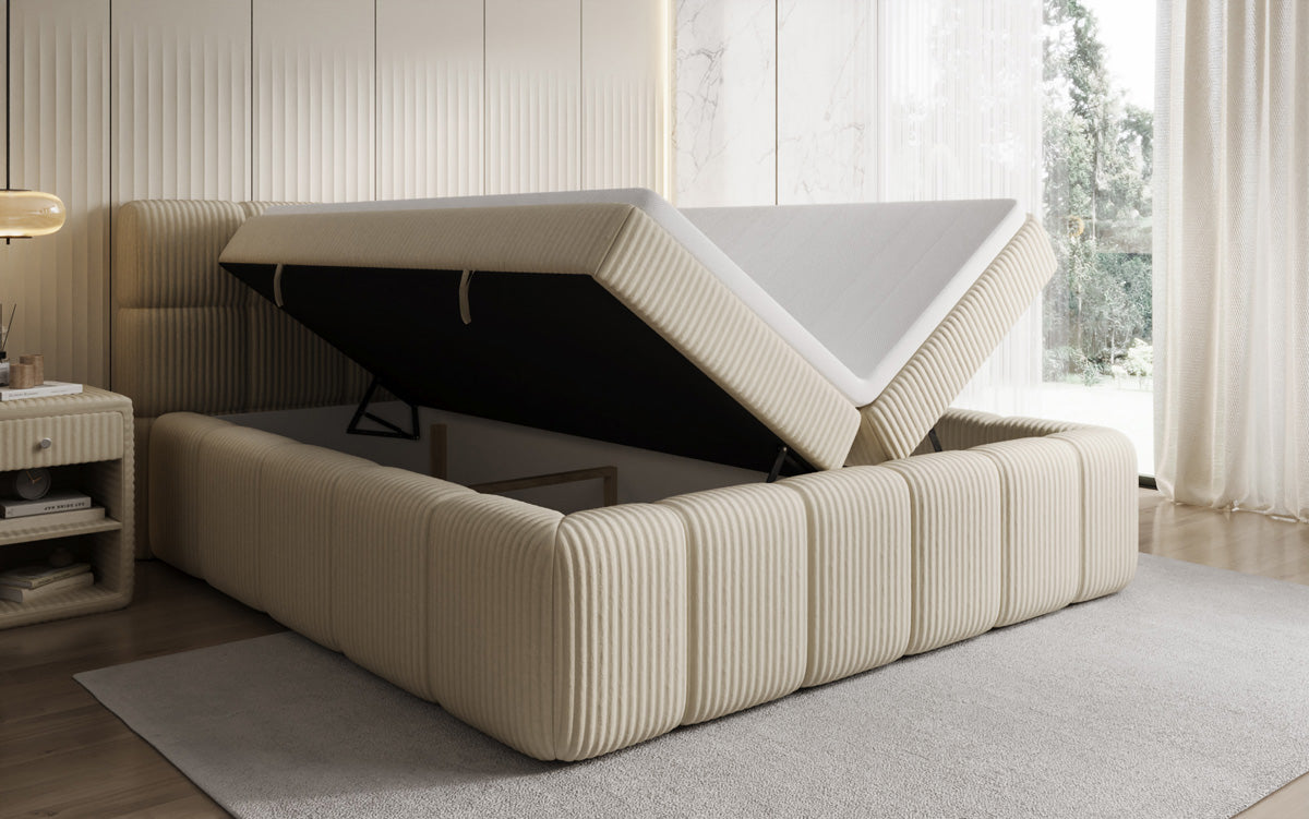 Boxspringbett Bombo in Cord mit Stauraum