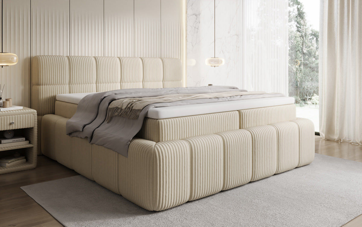 Boxspringbett Bombo in Cord mit Stauraum