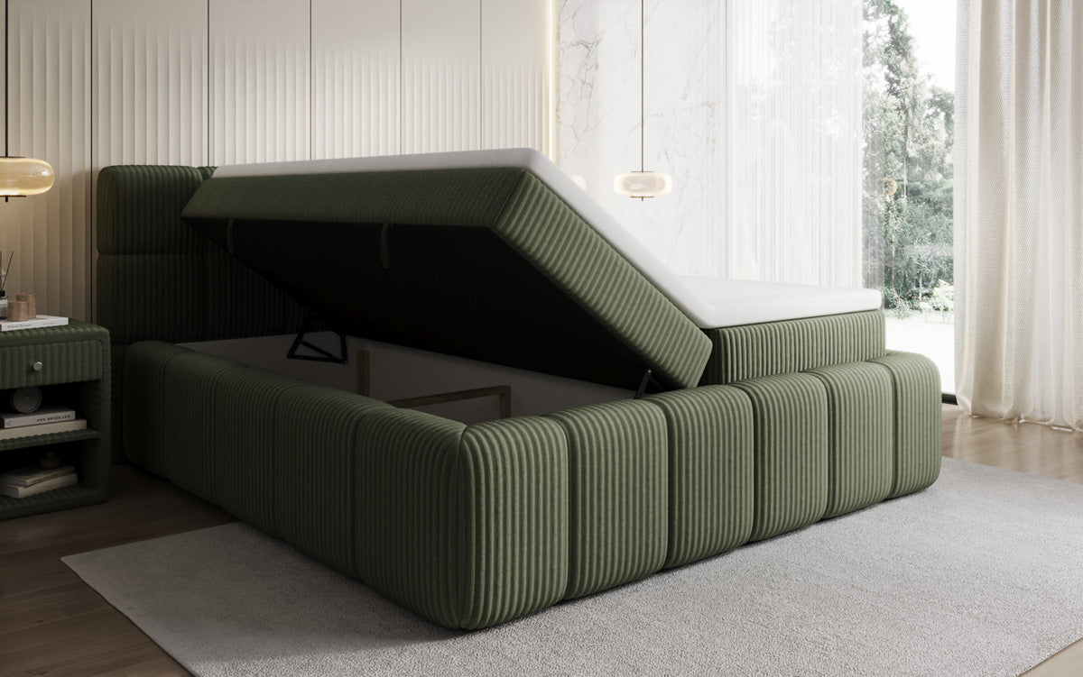 Boxspringbett Bombo in Cord mit Stauraum