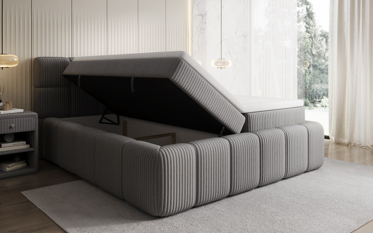 Boxspringbett Bombo in Cord mit Stauraum