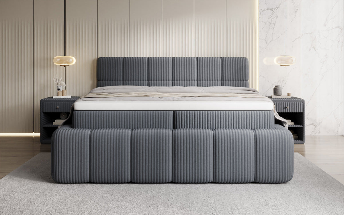 Boxspringbett Bombo in Cord mit Stauraum