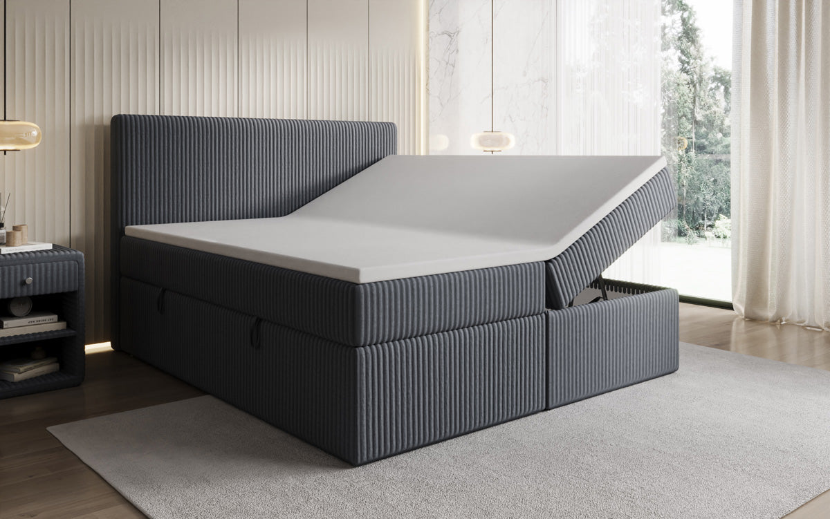 Boxspringbett Kubo in Cord mit Stauraum