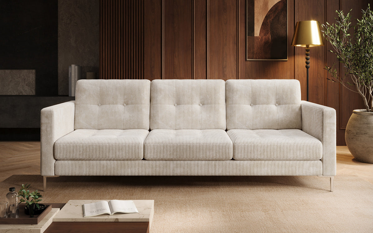 Designer 3 Sitzer Sofa Harvey mit Schlaf- und Klappfunktion in Cord
