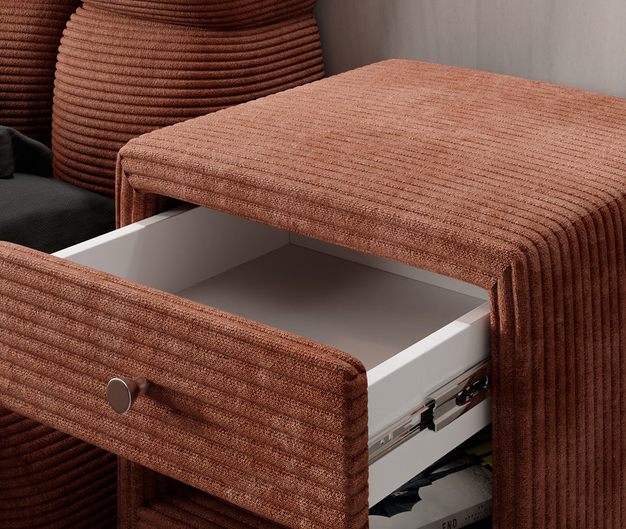 Designer Nachttisch Amy in Cord
