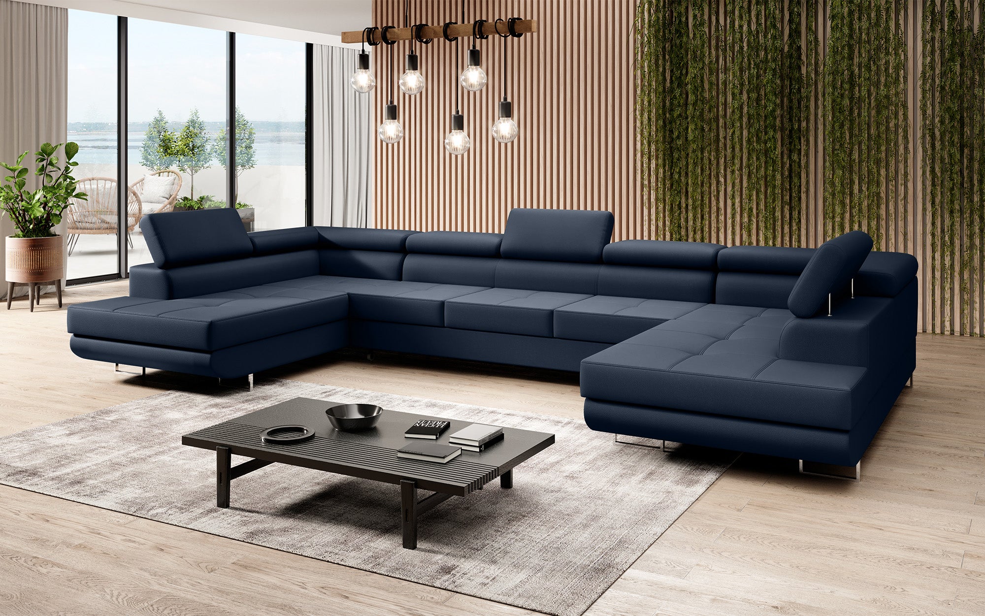 Designer Sofa Taormina mit Schlaf- und Klappfunktion in Kunstleder