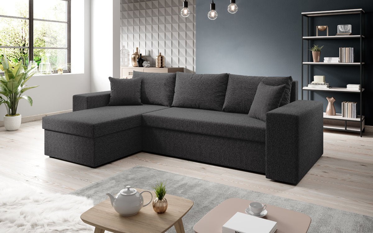 Designer Sofa Denver Bouclé mit Schlaf- und Klappfunktion