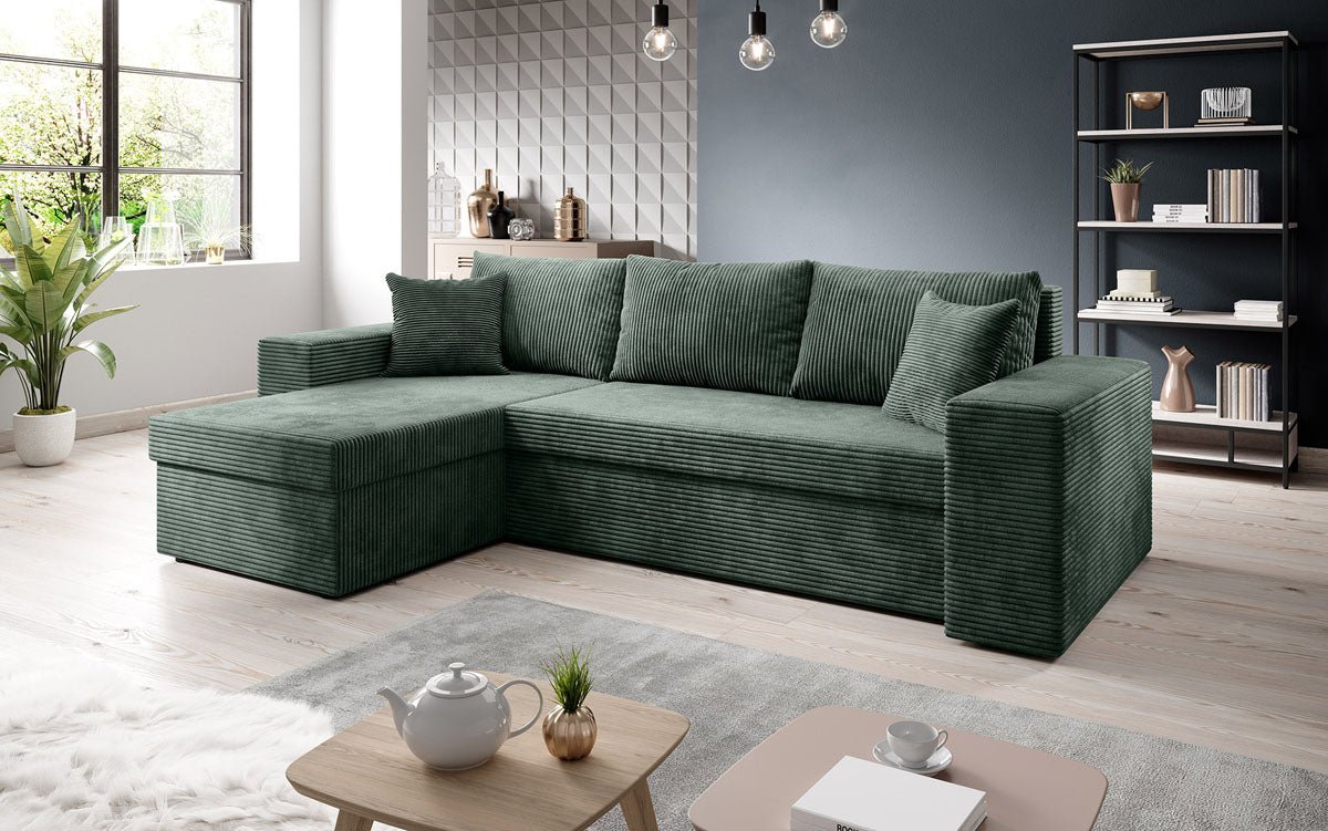 Designer Sofa Denver Cord mit Schlaf- und Klappfunktion
