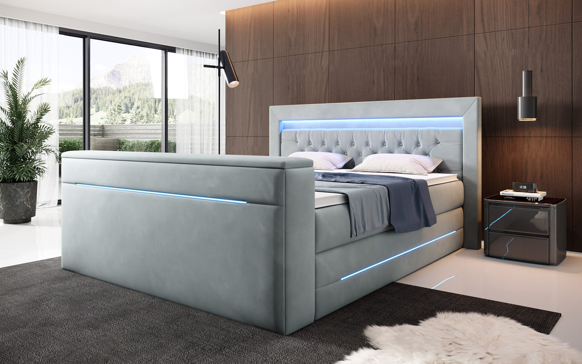 Boxspringbett Pluto mit TV Lift, RGB und Stauraum