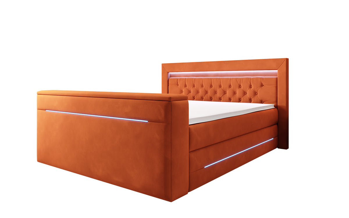 Boxspringbett Pluto mit TV Lift, RGB und Stauraum