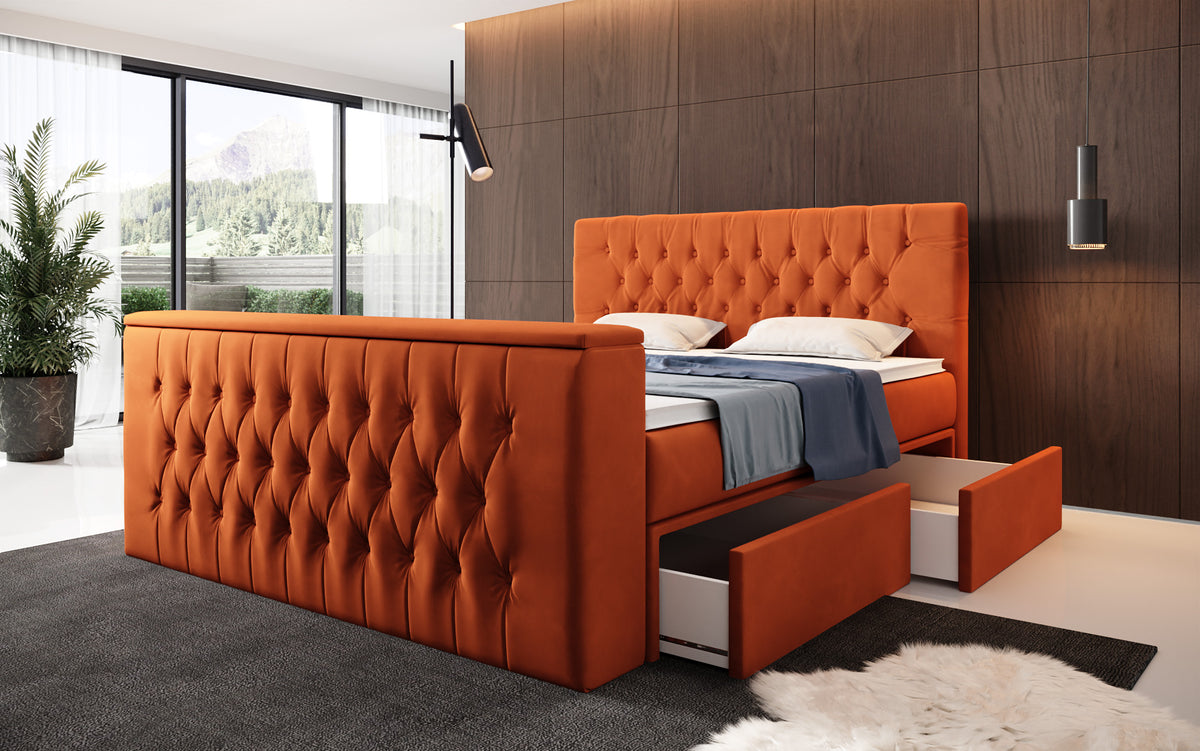 Boxspringbett Vulnero mit TV Lift und Stauraum (2 Schubladen)