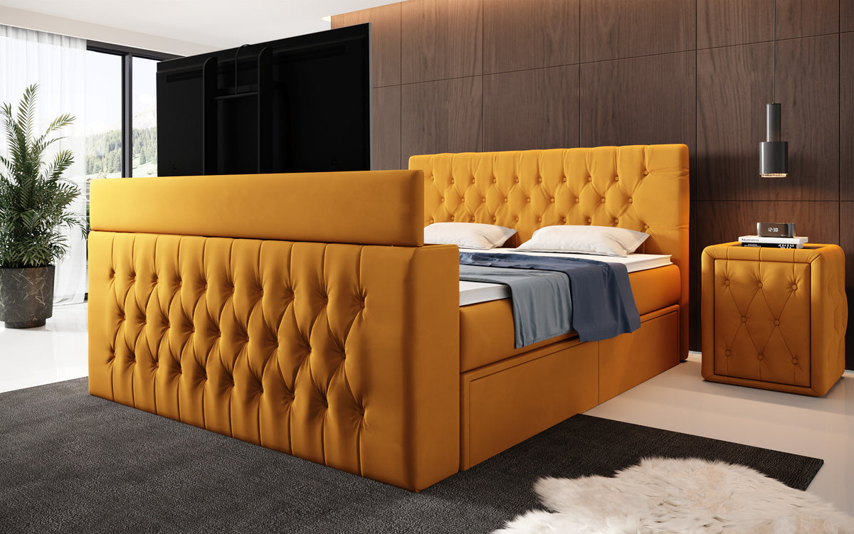Boxspringbett Vulnero mit TV Lift und Stauraum (2 Schubladen)