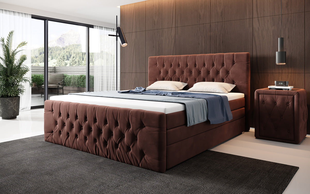 Boxspringbett Velutto mit Stauraum - Chesterfieldoptik