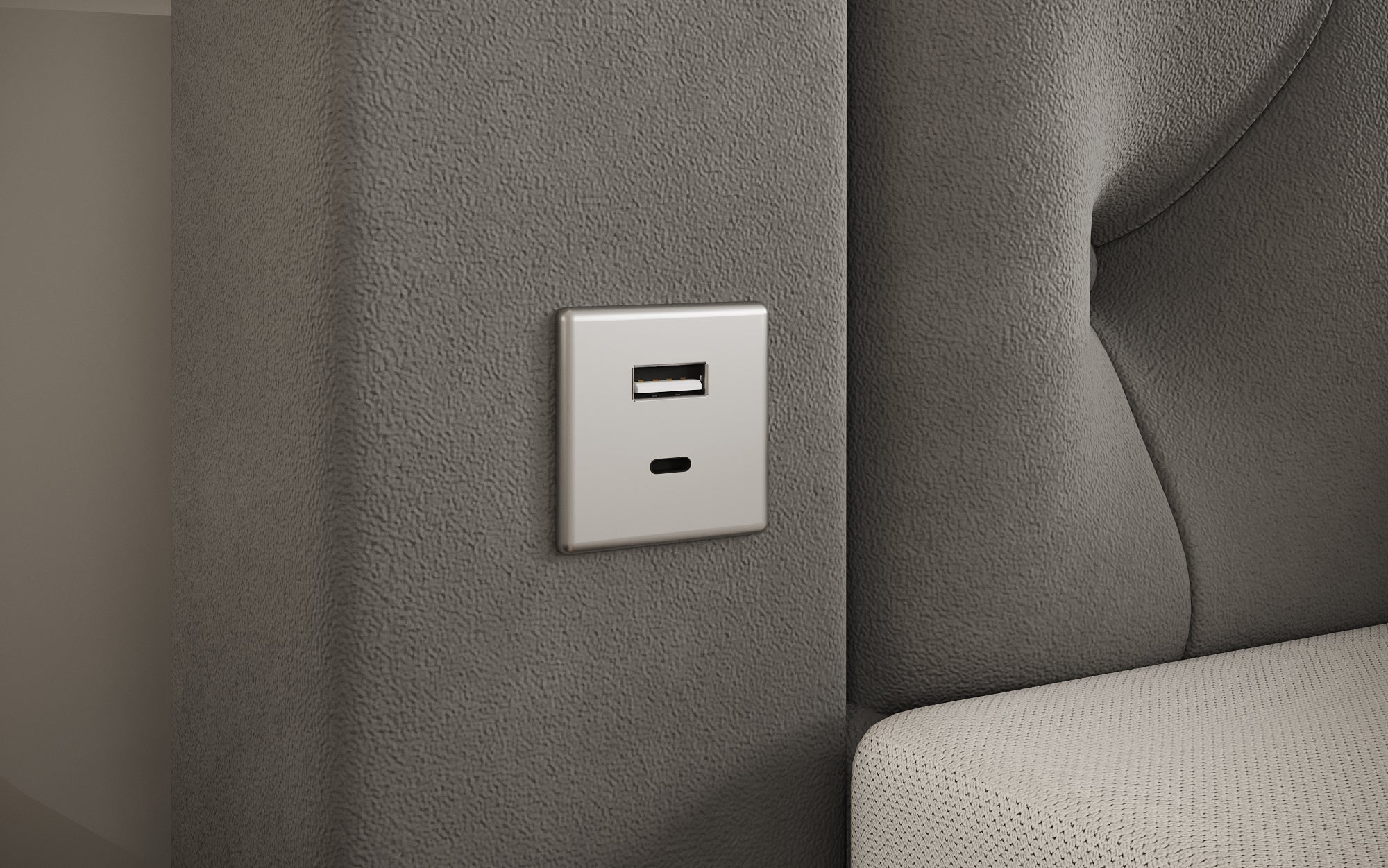 Boxspringbett Relax mit LED, Stauraum und USB/C in Kunstleder