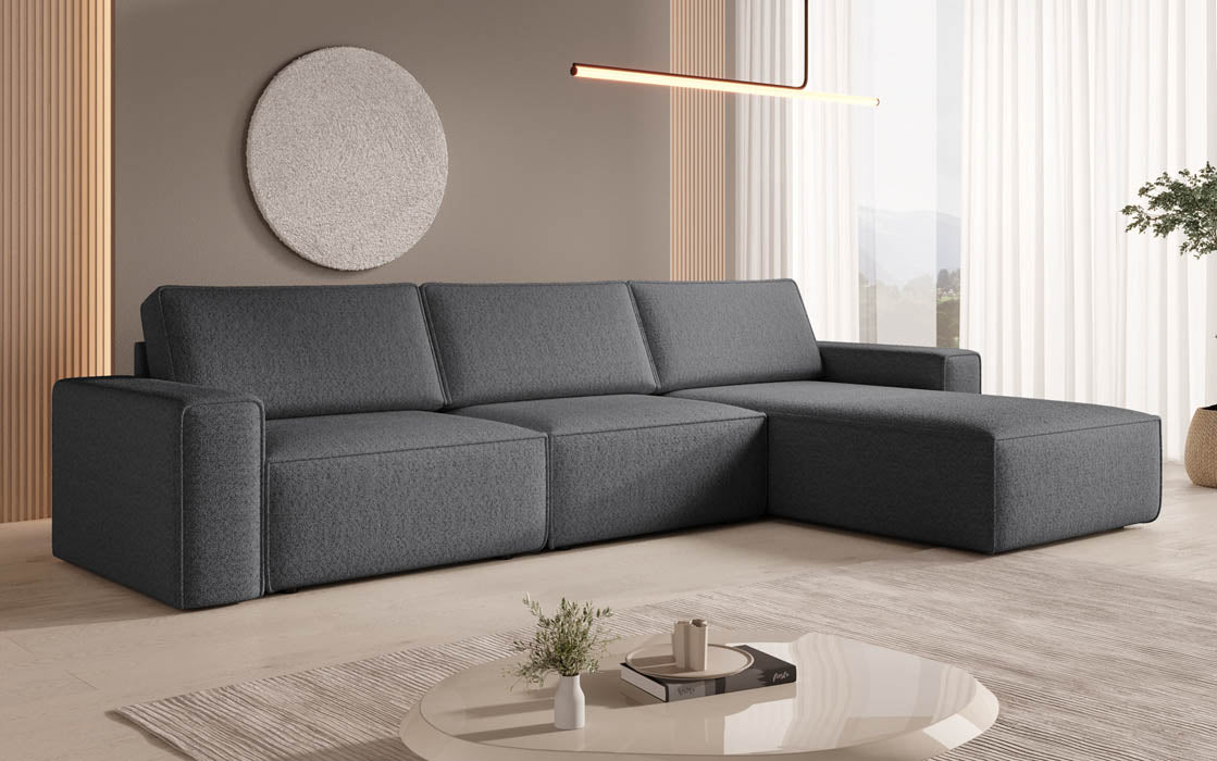 Modulares Ecksofa Yuma L aus Bouclé