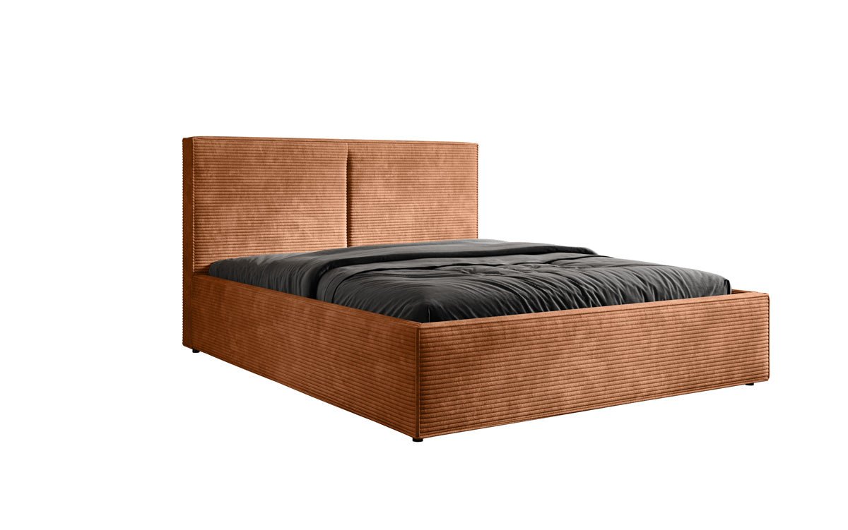 Designer Polsterbett Elara in Cord mit Stauraum