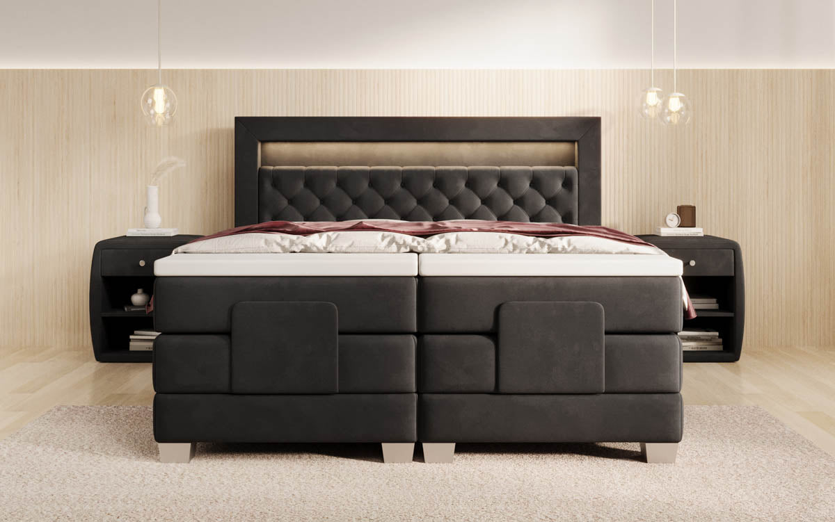 Boxspringbett Velora Samt elektrisch verstellbar mit LED