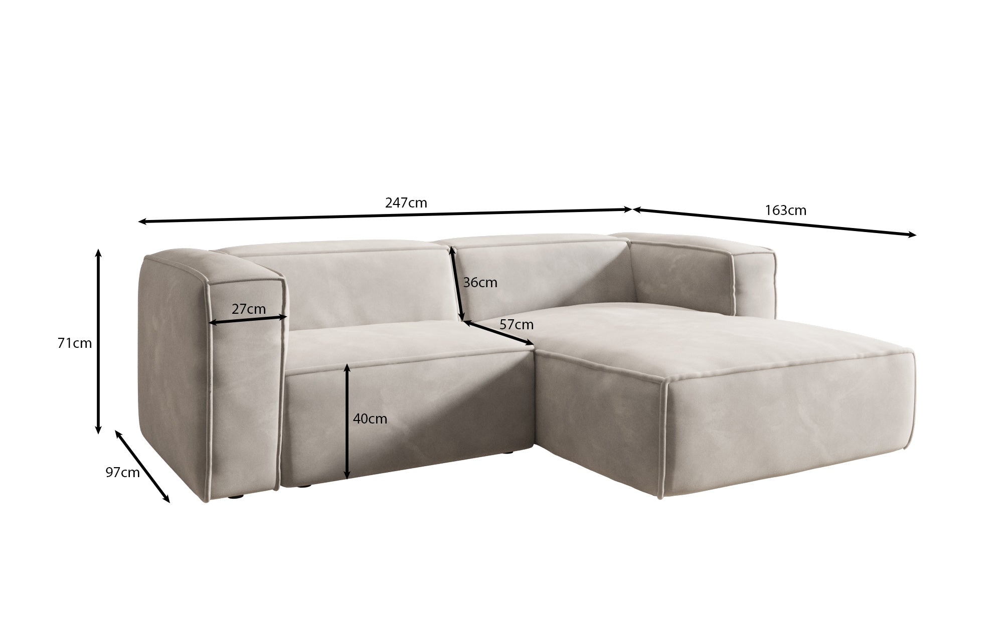 Canapé Designer Comfy L Mini en Velours