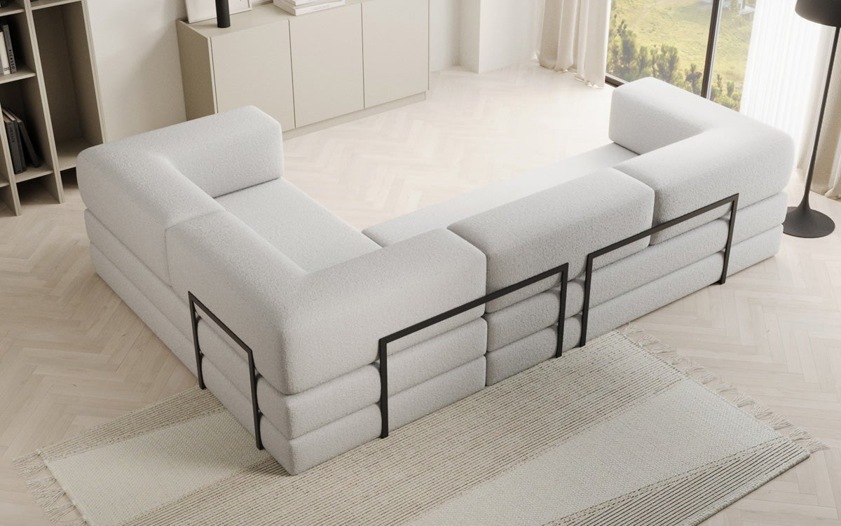 Canapé Designer Lazy L fermé en Bouclé