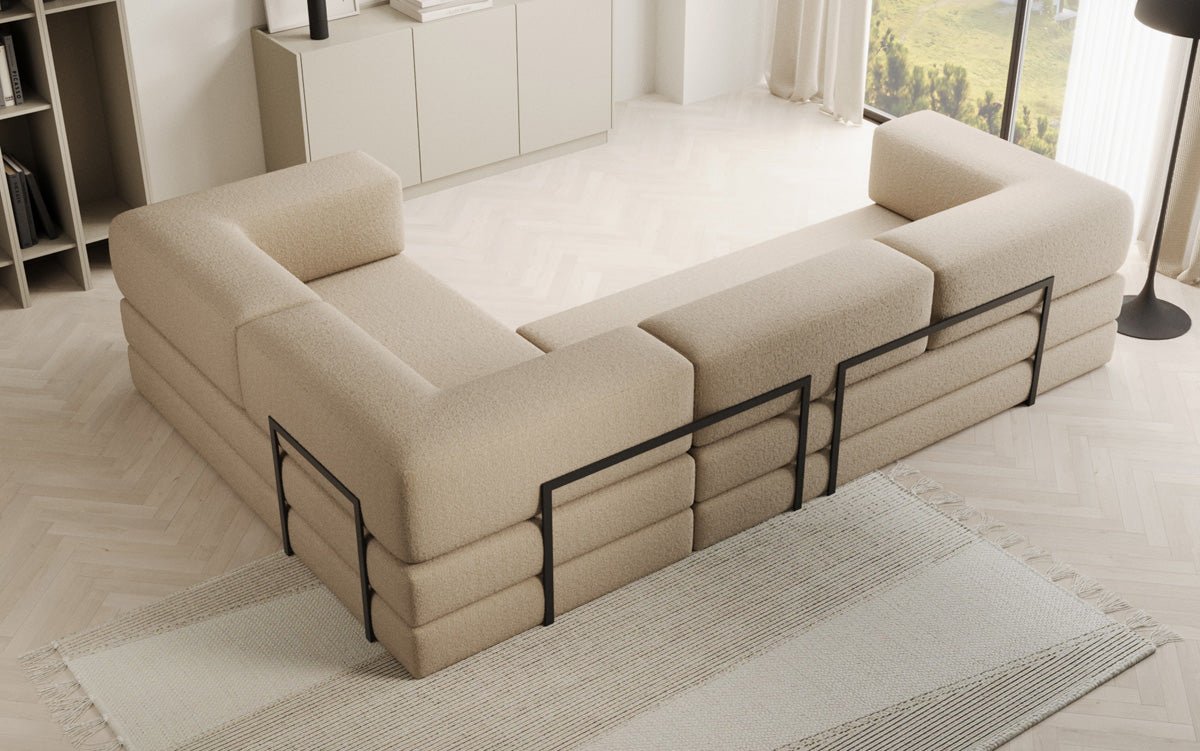Canapé Designer Lazy L fermé en Bouclé