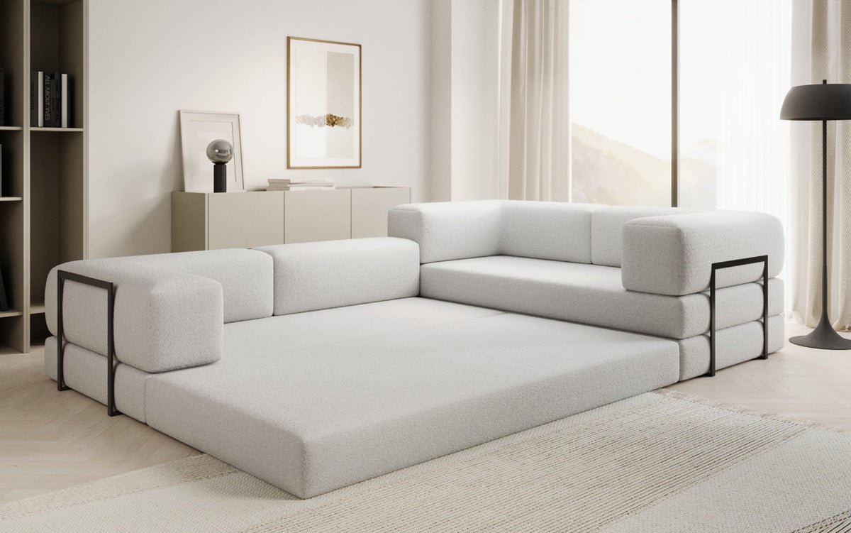 Canapé Designer Lazy L fermé en Bouclé