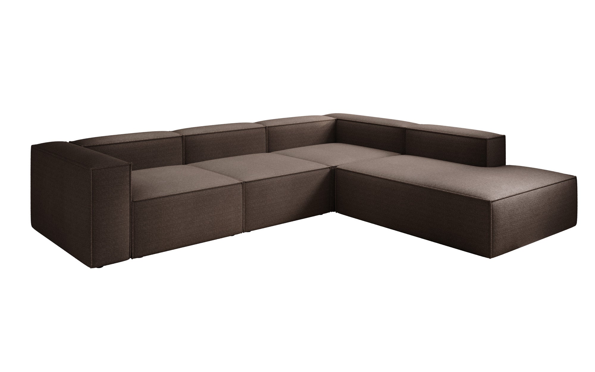 Designer Sofa Lesley L mit langer Ottomane in Bouclé