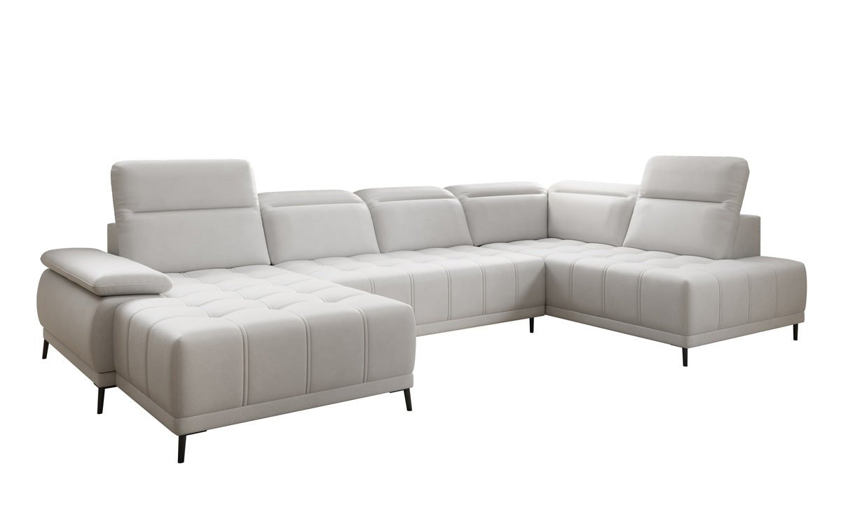 Designer Sofa Lyra U mit elektrischer Schlaffunktion in Echtleder