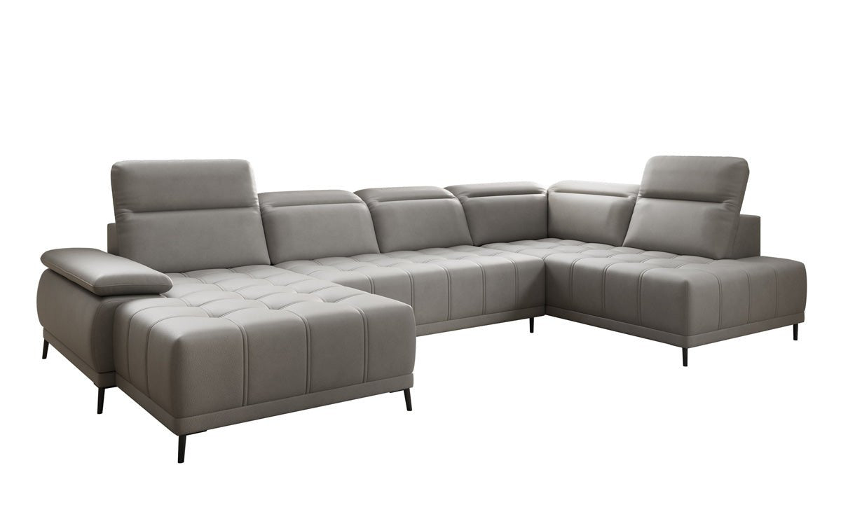 Designer Sofa Lyra U mit elektrischer Schlaffunktion in Echtleder