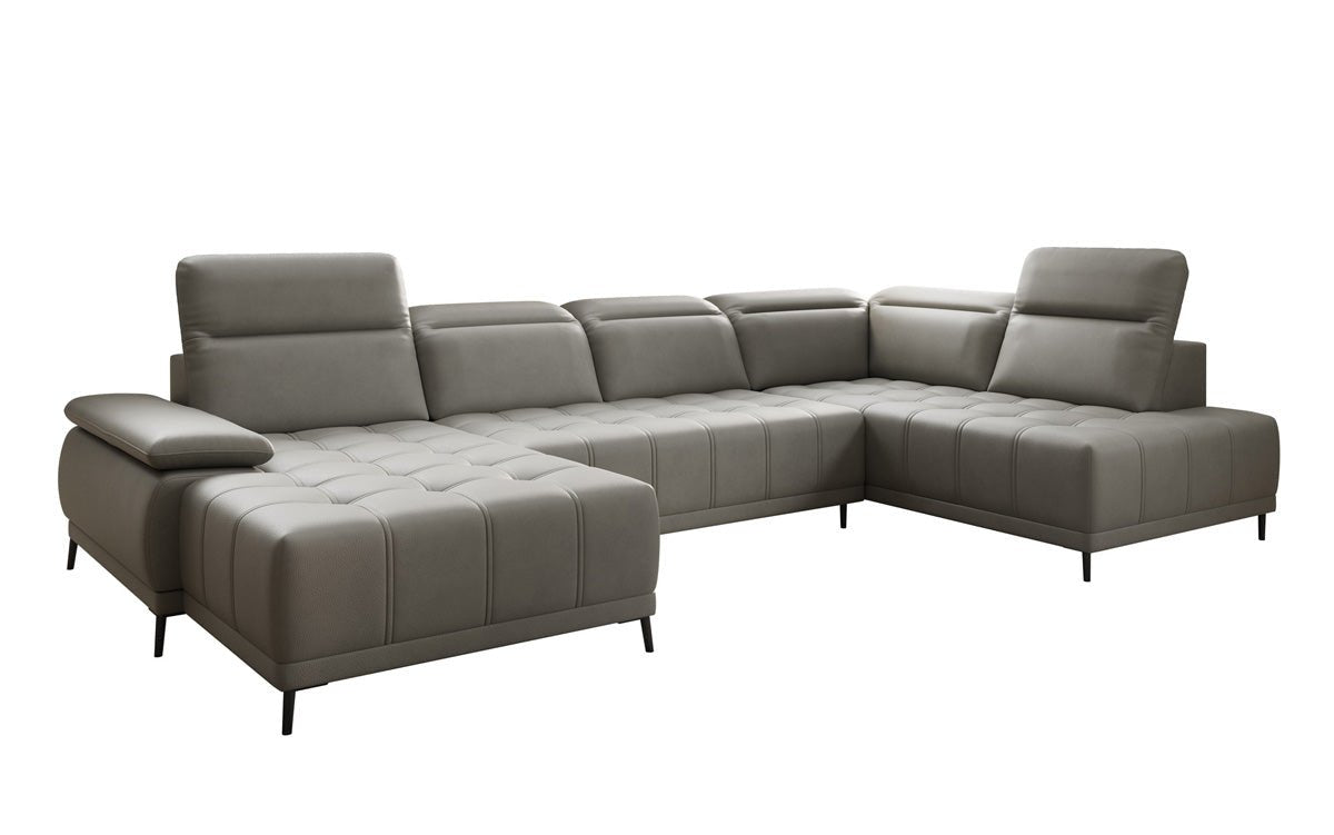 Designer Sofa Lyra U mit elektrischer Schlaffunktion in Echtleder