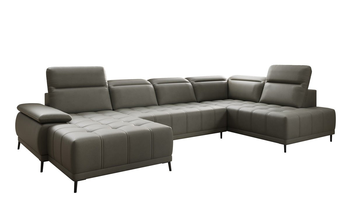 Designer Sofa Lyra U mit elektrischer Schlaffunktion in Echtleder