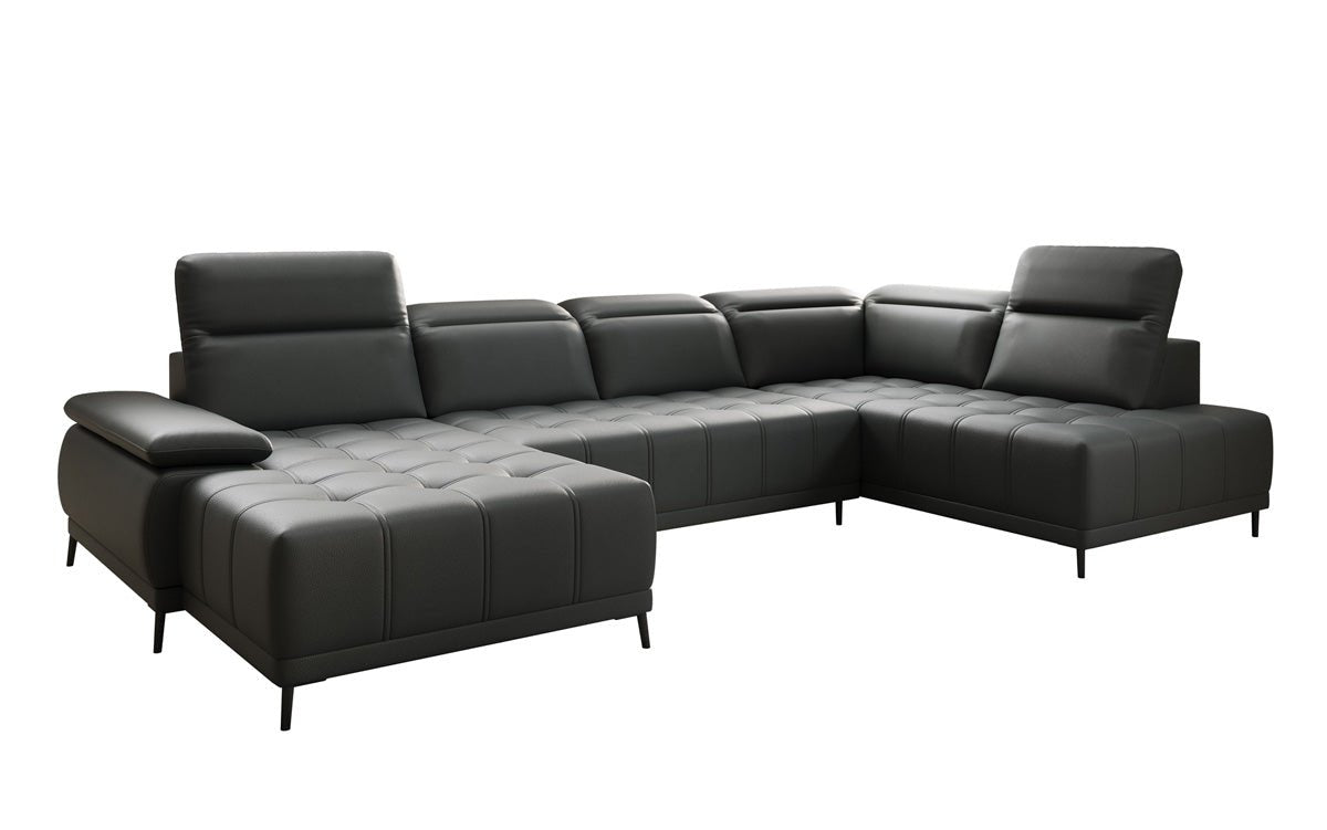 Designer Sofa Lyra U mit elektrischer Schlaffunktion in Echtleder