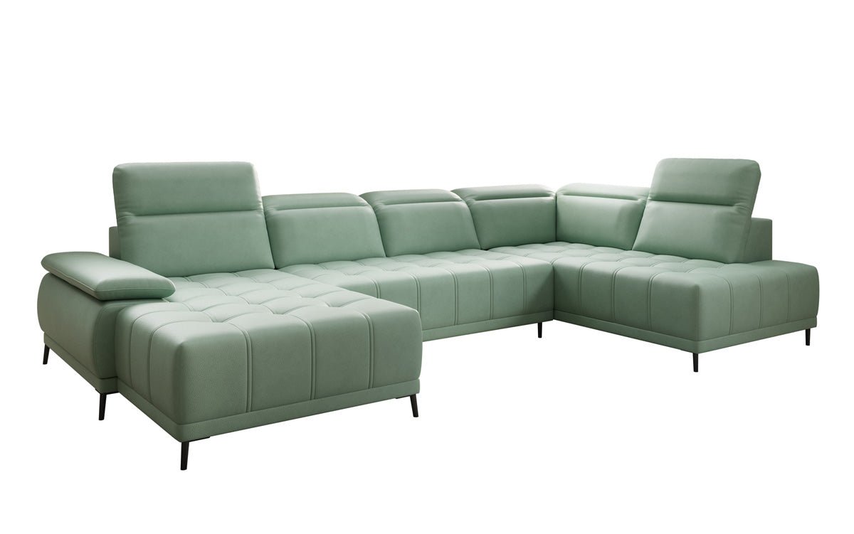 Designer Sofa Lyra U mit elektrischer Schlaffunktion in Echtleder