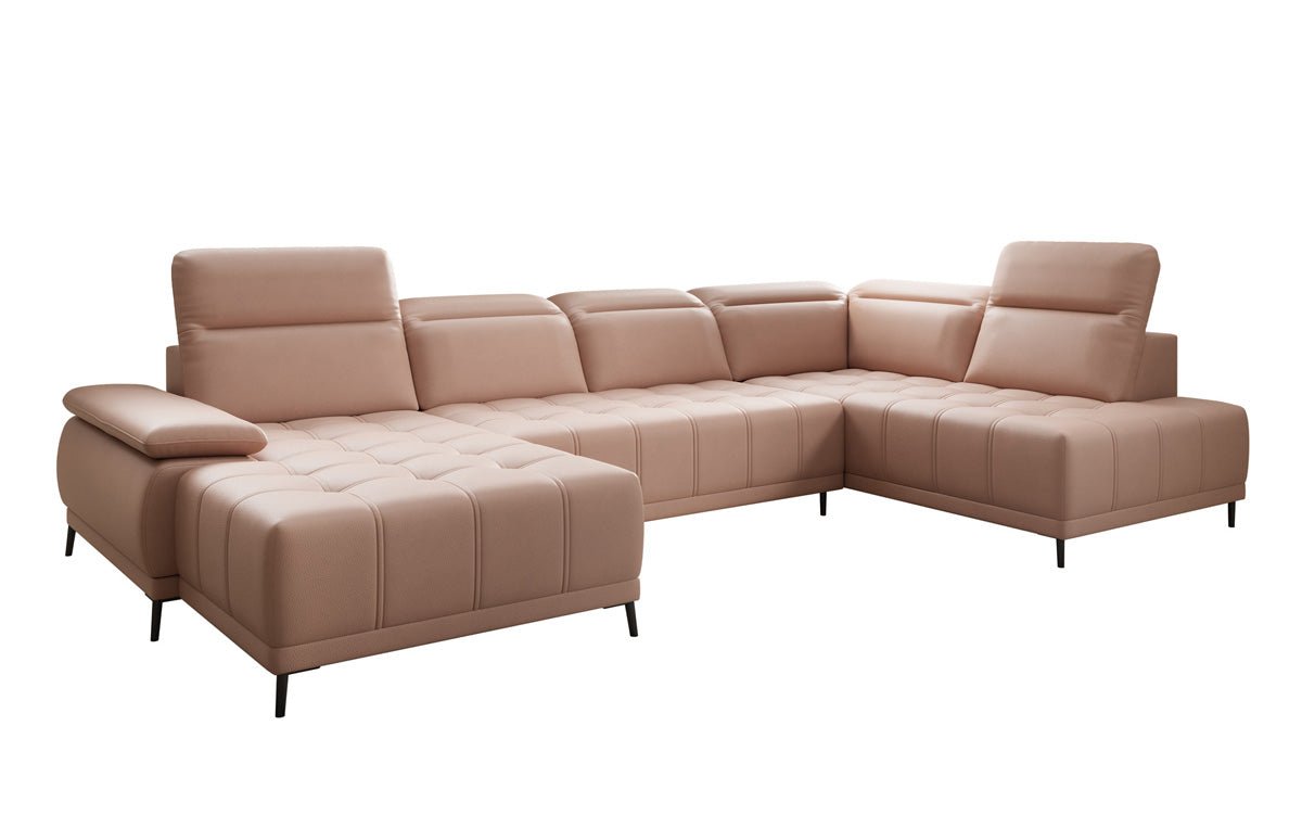 Designer Sofa Lyra U mit elektrischer Schlaffunktion in Echtleder