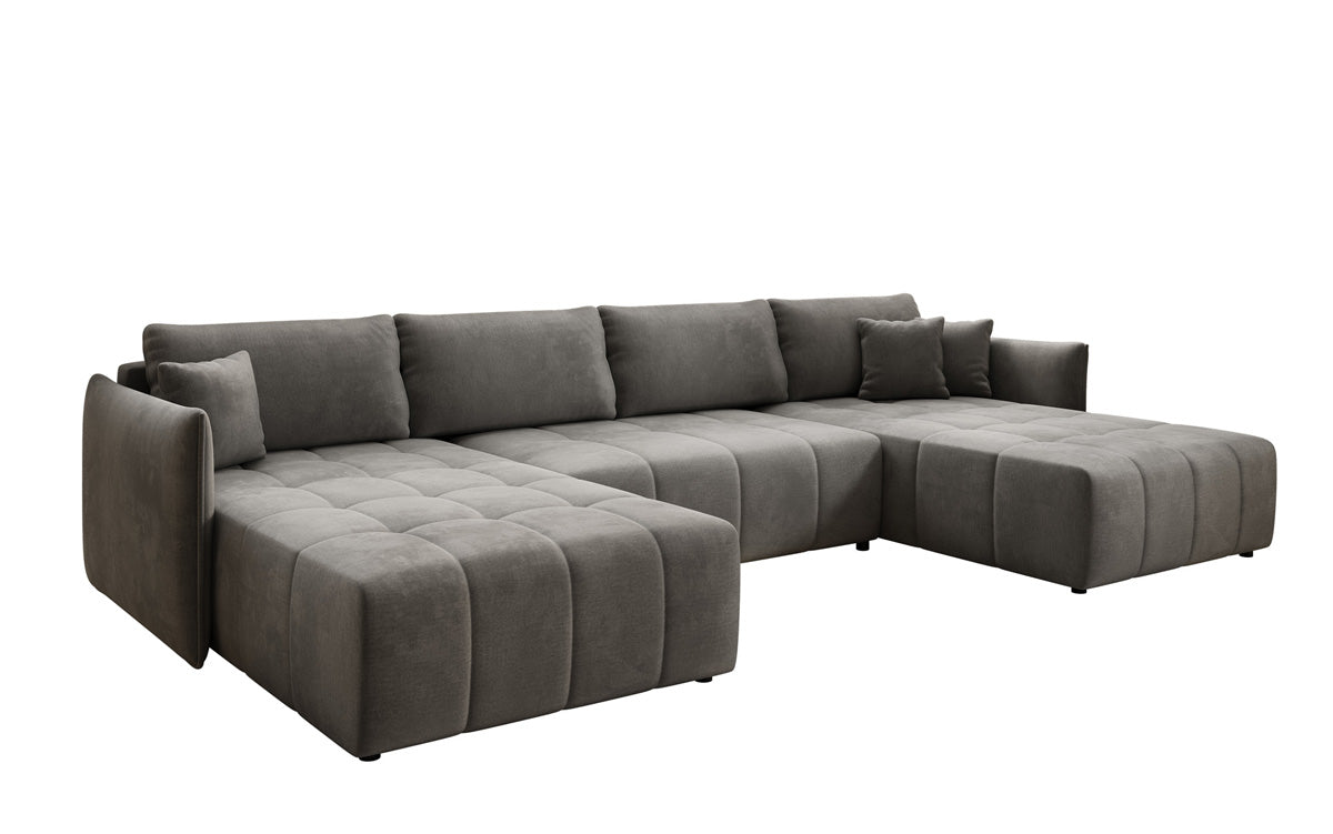 Designer Sofa Velaro U mit Schlaf- und Klappfunktion in Samt
