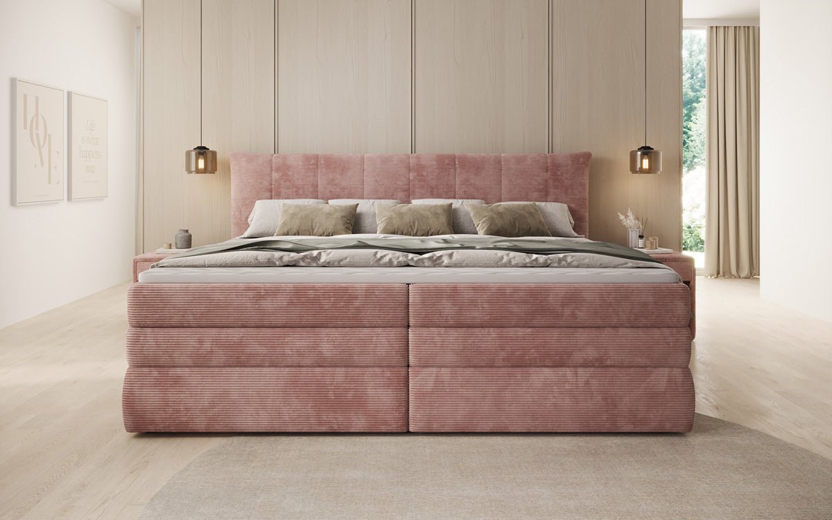 Familien Boxspringbett Stella in 220/240x200 mit Stauraum in Cord