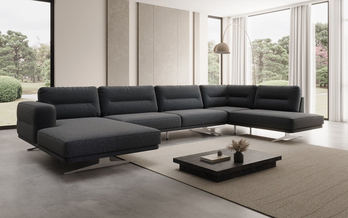 Designer Sofa Wohnlandschaft Torino U in Bouclé