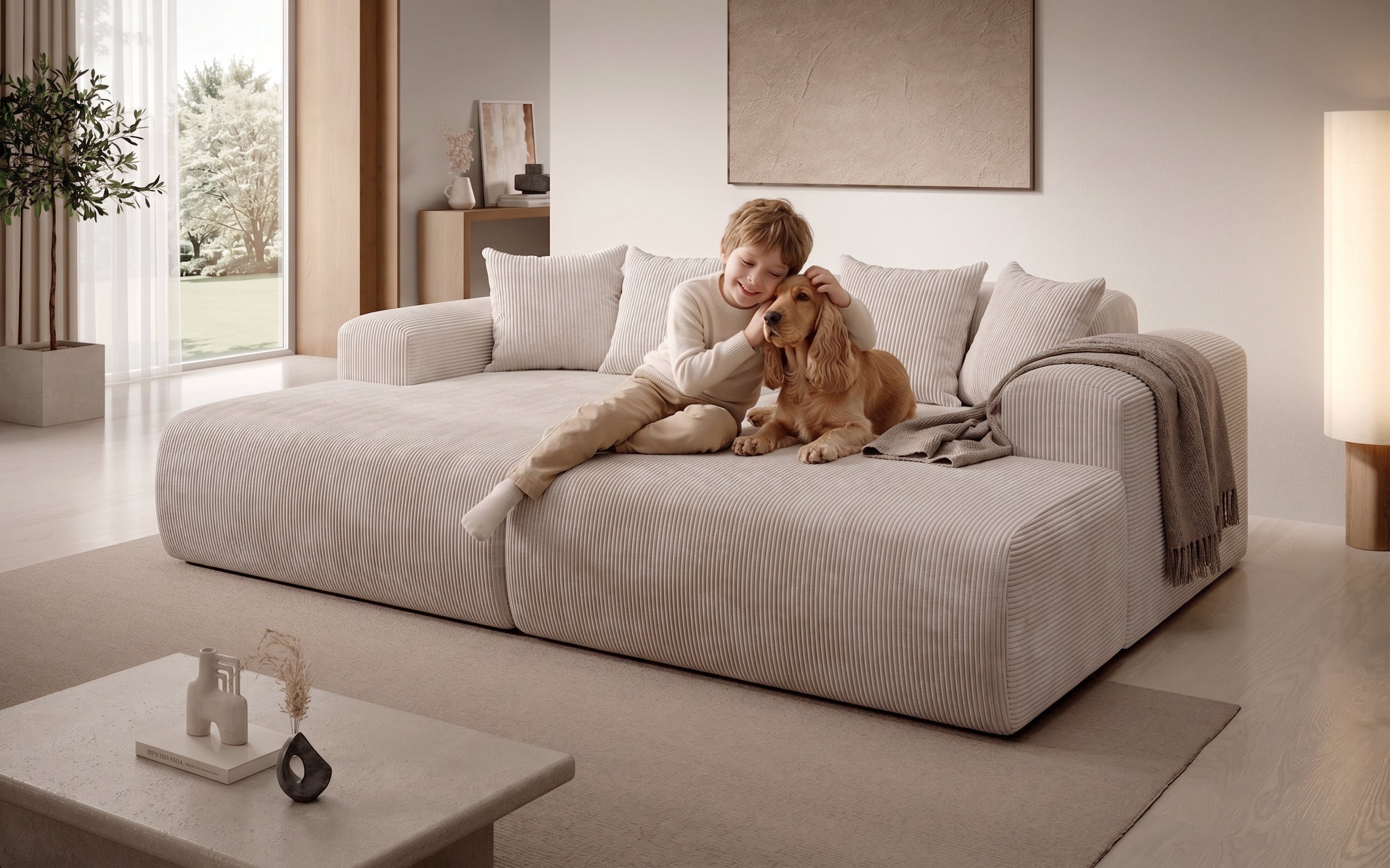 Designer Lounge-Sofa Shelly in Cord