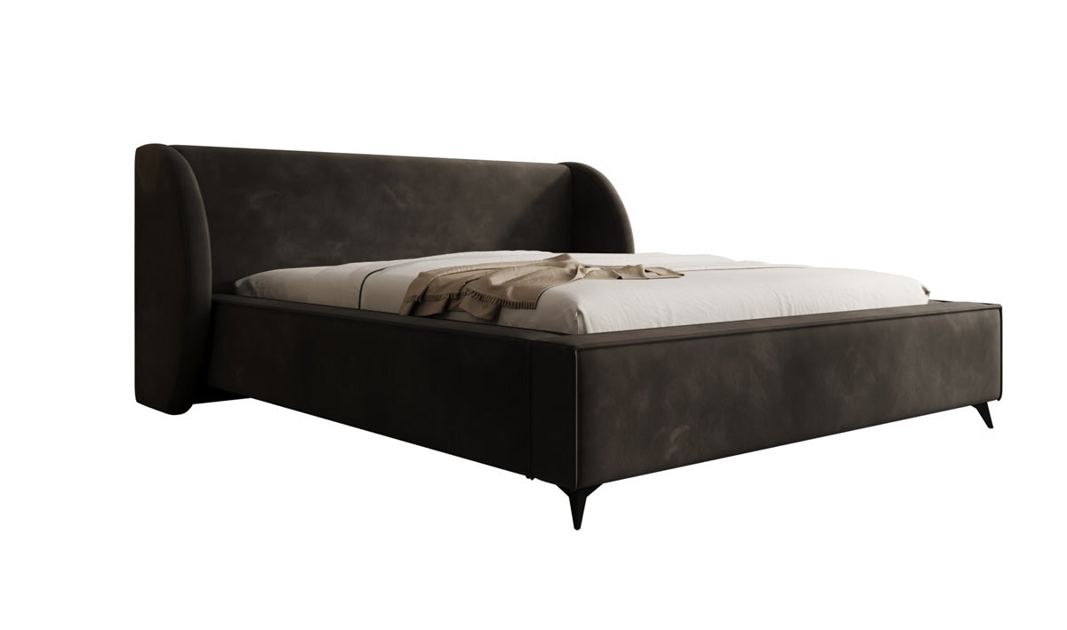 Designer Polsterbett Freya in Samt mit Stauraum