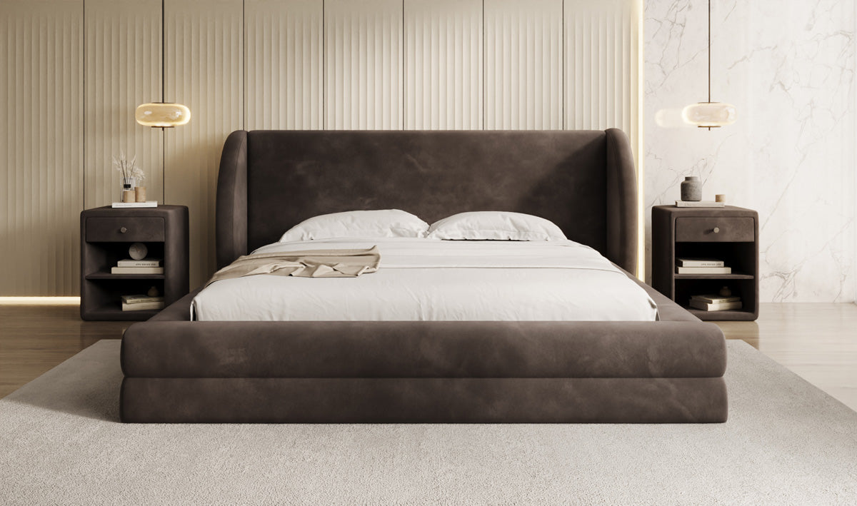 Designer Polsterbett Liv in Samt mit Stauraum