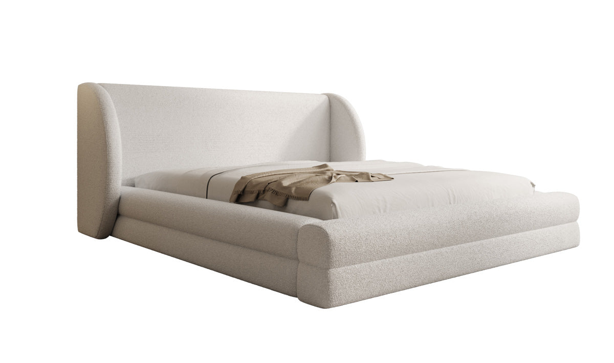 Designer Polsterbett Liv in Teddy Bouclé mit Stauraum