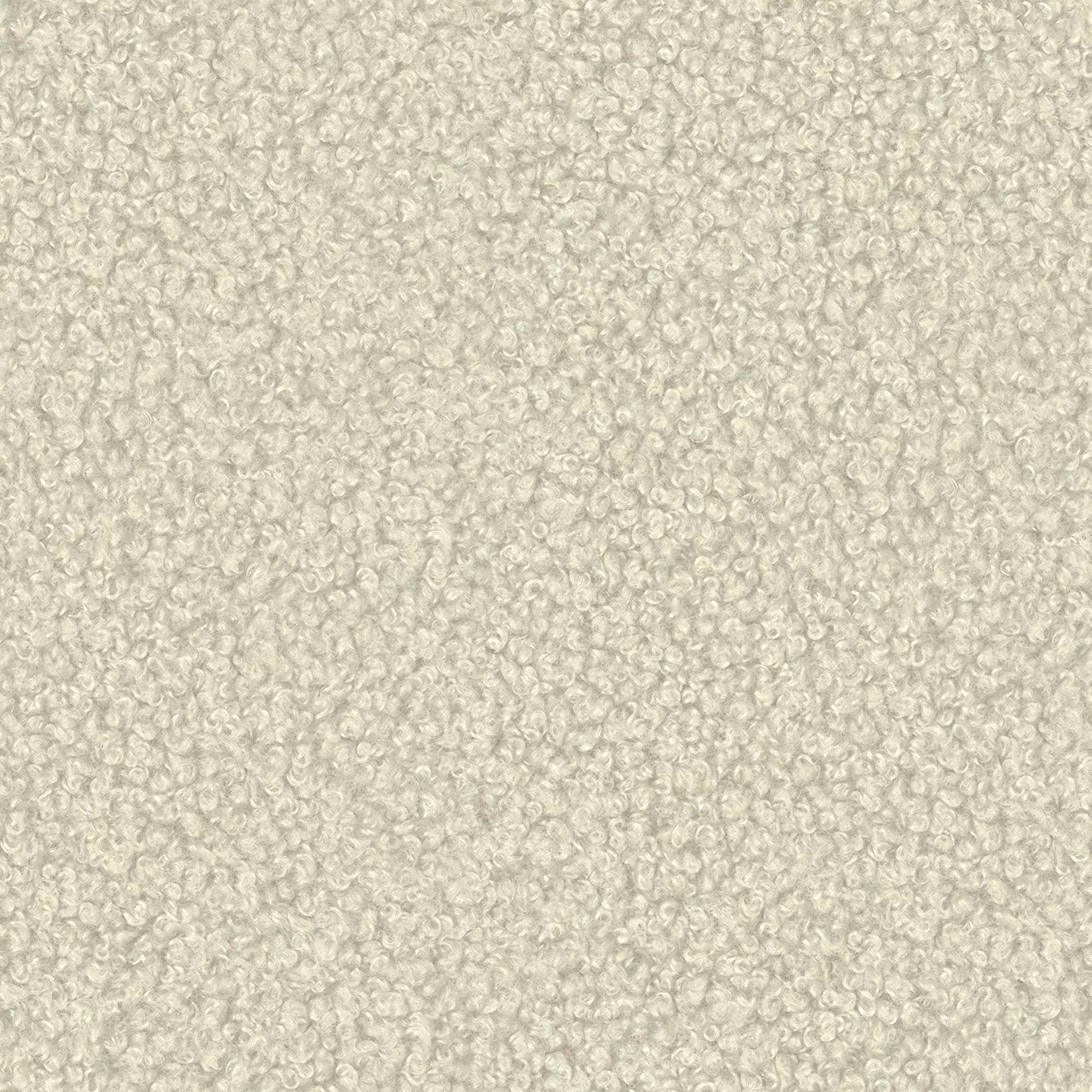 Designer Polsterbett Milo in Bouclé mit runden Holzfüßen