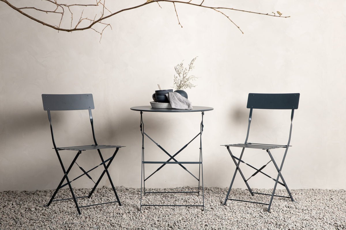 Café Set Bordeaux - 2er Set Stühle inklusive Tisch in Dunkelgrau