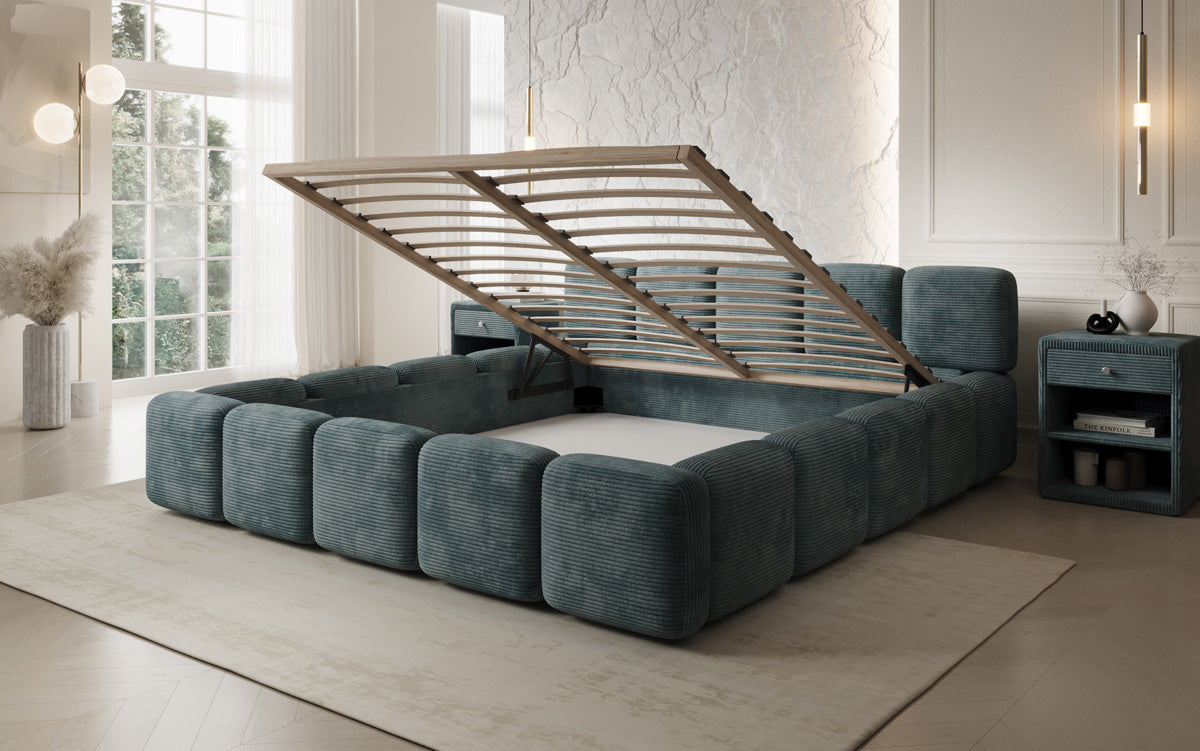 Designer Polsterbett Giulia Cord mit Stauraum