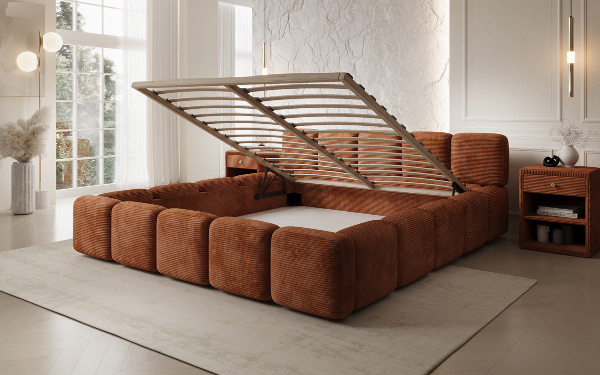 Designer Polsterbett Giulia Cord mit Stauraum